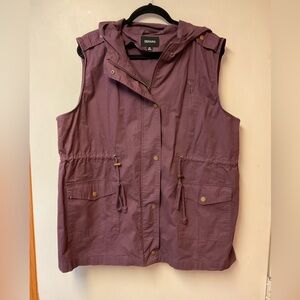 Zenana Sleeveless Hooded Utility Vest - Plum